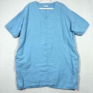 Bryn Walker Dress Womens Medium Linen Tunic Oversized Pockets Coastal Lagenlook